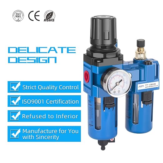 NANPU 3/8" NPT Compressed Air Filter Regulator Lubricator Combo, Water/Oil Trap - Image 6