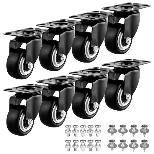 2" Casters Set of 8 Heavy-Duty Industrial Caster Wheels Without Brake PU Wheels by GcFoir