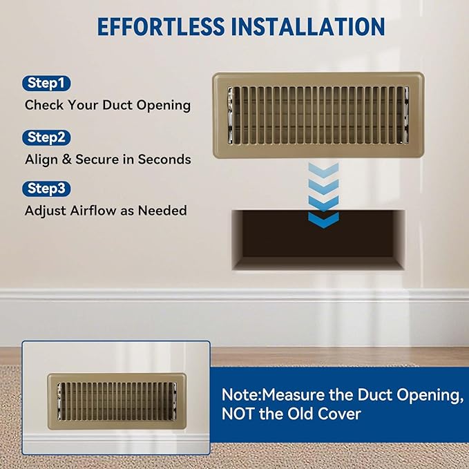 4" x 12" Floor Register Vent Covers 4-Pack, Walkable Powder-Coated Metal Vent - Image 6