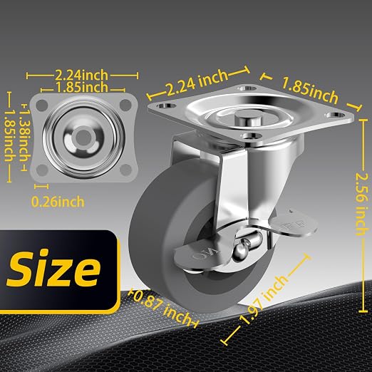 2" Caster Wheels, Casters Set of 4, Heavy Duty Caster - Image 2