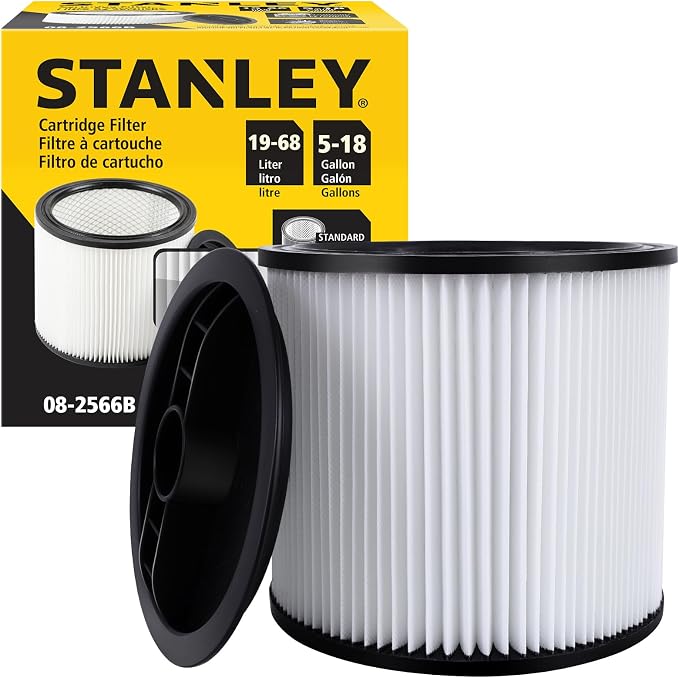 Stanley 08-2566B High Efficiency Shop Vac Filters, Replacement Cartridge Filter by STANLEY