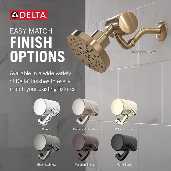 Delta Faucet Clarifi Premium Shower Filter Attachment with Filter, Hard Water Shower Filter, Shower Head Filter, Stainless 5SF100-SS