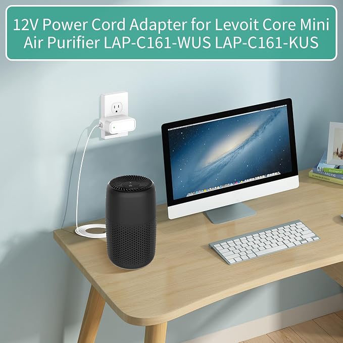 12V Power Cord for Levoit Core Mini Air Purifier AC Adapter Charger Compatible - Image 3