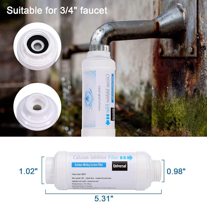 CozyCabin Pack of 2 Mist Calcium Inhibitor Filter Outdoor Misting System Filter - Image 5