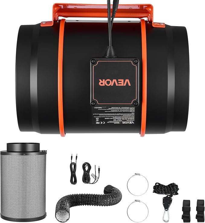 VEVOR Inline Duct Fan Kit Carbon Filter, 807 CFM 8 inch EC Motor Exhaust - Image 9