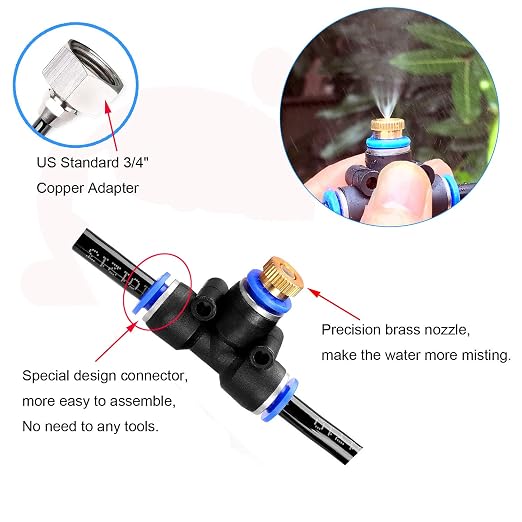 iRuiZhe Misting Cooling System Kit 75.5FT Misting Line DIY Outdoor Mist Cooling - Image 3