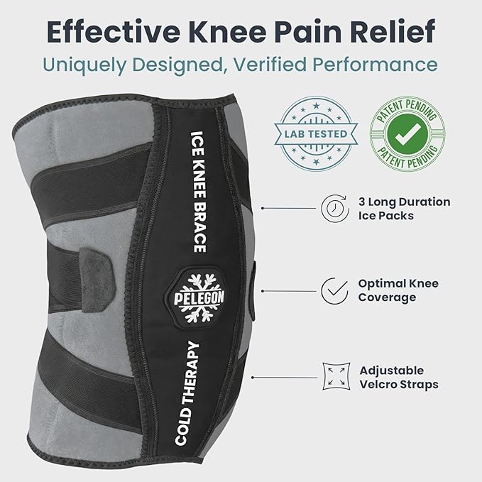 Knee Ice Pack Wrap (1 Pack) - Adjustable Ice Pack for Knees Surgery, Replacement, Arthritis Pain, ACL, Sports Injuries, Post Surgery, for Long Duration - 1 Pack (Black)