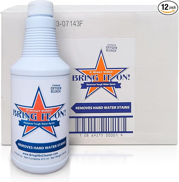 BRING IT ON! CLEANER 16 - Ounce Case | Hard Water Spot Remover | Shower Door Cleaner | 12 – 12 Ounce Bottles of Product