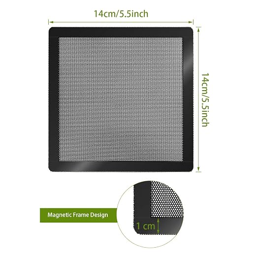140mm PC Fan Dust Filter Magnetic Frame Computer Fan Grills Black Dust Mesh PC - Image 4