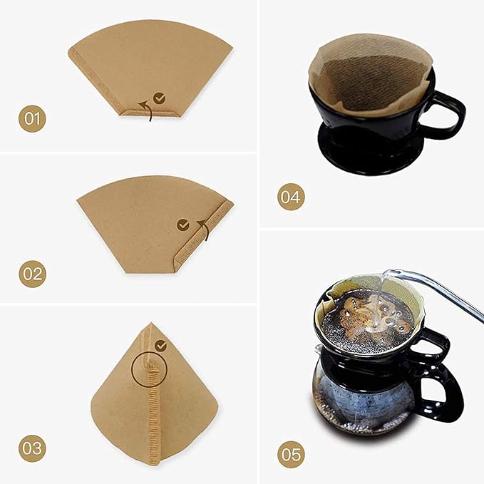 #4 Cone Coffee Filter 8-12 cup, Unbleached Natural Paper, No Blowout, Disposable - Image 5