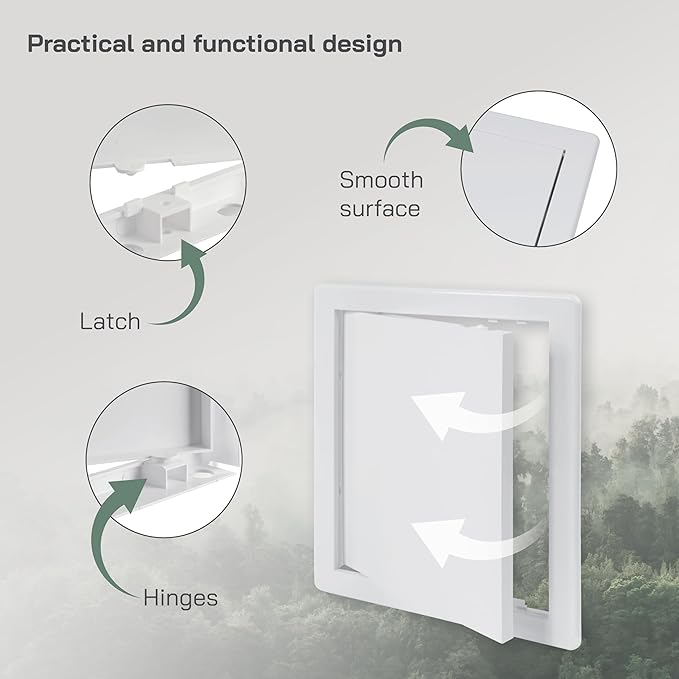 Vent Systems White ABS Plastic - Access Panel 8 x 10 Inch - Access Panel with Door for Drywall, Wall and Ceiling Electrical and Plumbing Service Wall Hole Cover - Exterior Dimensions 8.6x10.6 Inches