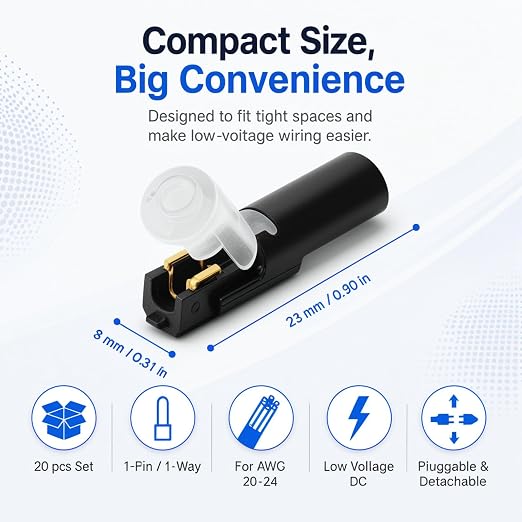 20Pcs Single Wire Plug in Connector, 1-Pin Universal Quick Splice Terminals - Image 4