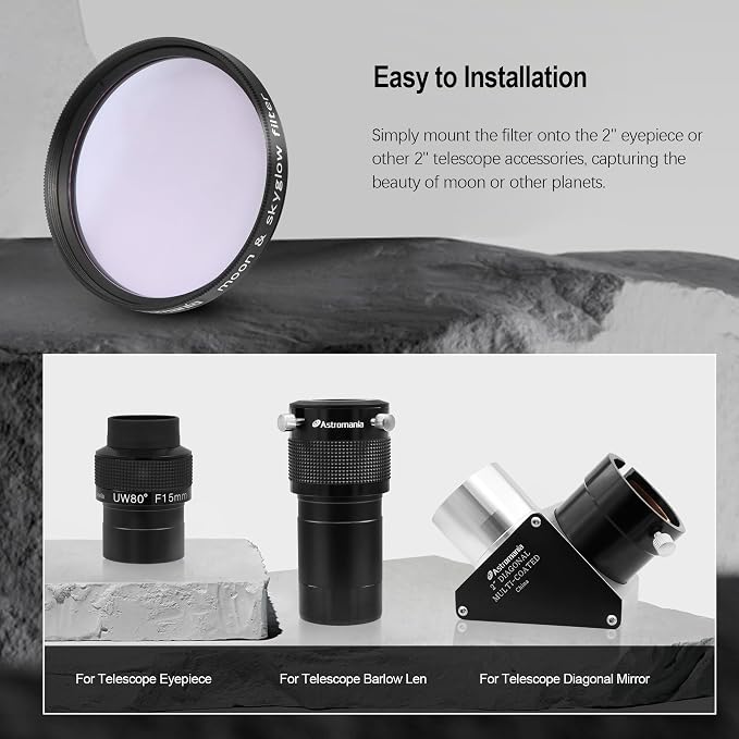 Astromania Telescope Moon Filter 2 Inch, Moon Skyglow Filter Reduces Moon Glare - Image 5