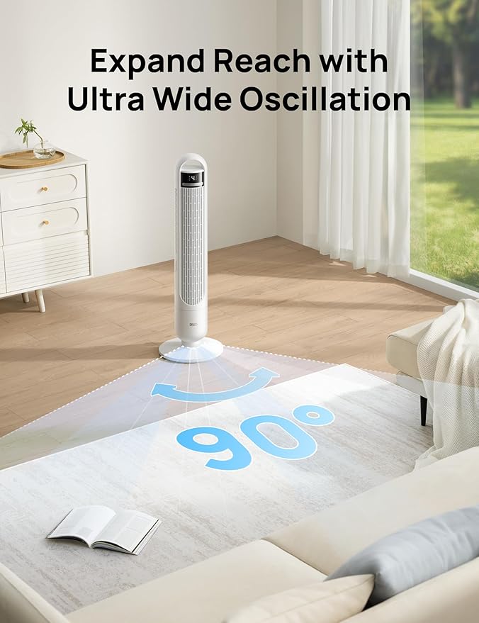 DREO Tower Fan for Bedroom, 90° Oscillating Standing Fans for Room - Image 5