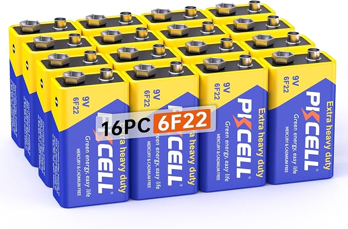PKCELL 9V Batteries 16 Pack 9 Volt Batteries by Pkcell