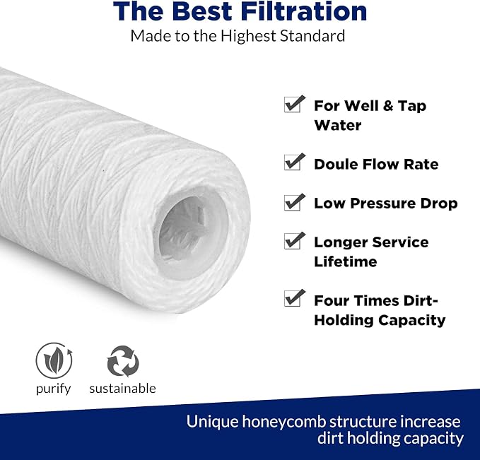 Membrane Solutions 20 Micron 10"x2.5" String Wound Whole House Water Filter - Image 5