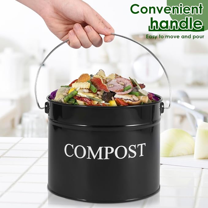 Kitchen Compost Bin 0.8 Gallon Metal Countertop Compost Bin - Image 7