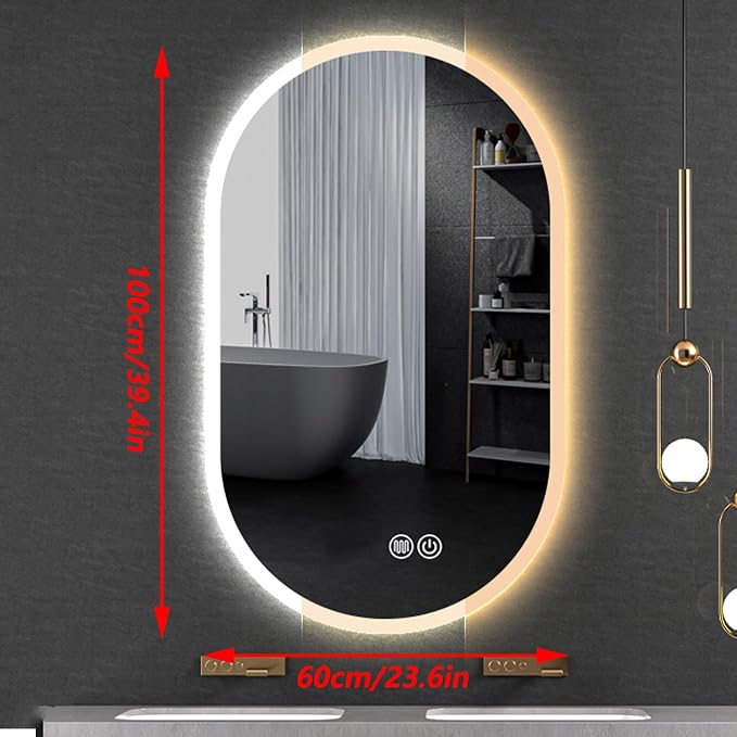 Irregular Bathroom Mirror with 3 Colour LED Light, Wall Mounted Makeup Mirror - Image 7