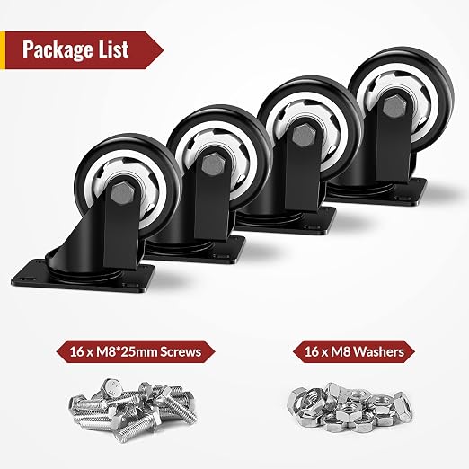 3 inch Swivel Caster Wheels, Heavy Duty Plate Casters - Image 7