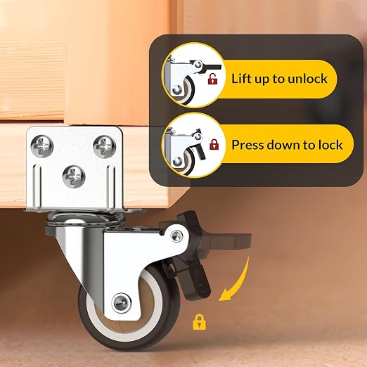 HOLKIE Side Mount Casters Wheels 1.25 Inch - Image 7