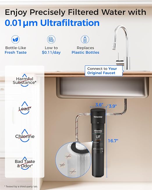 Waterdrop 15UA-UF 0.01 μm Ultra Filtration Under Sink Water Filter System - Image 2