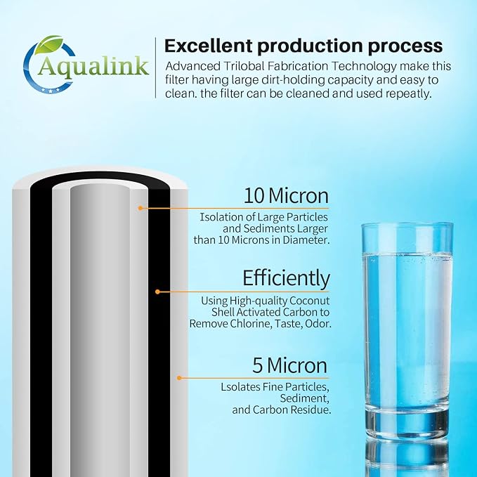AQUALINK PP10BB-CC 5 Micron 10" x 4.5" Whole House Sediment Activated Carbon - Image 2