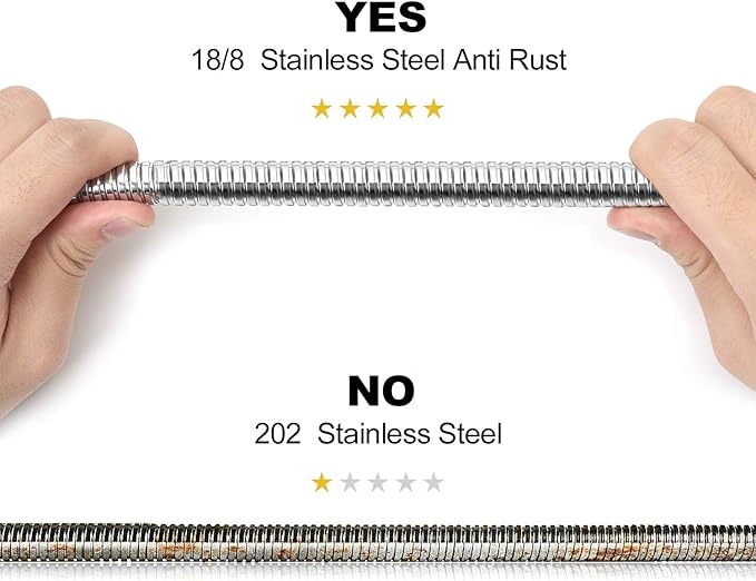 Shower Hose Extra Long 118 Inches Brushed Chrome Handheld Shower Head Hose with Brass Insert and Nut - Lightweight and Flexible