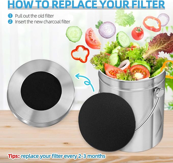 12 Pack Compost Filters for Countertop Bin, 6.7 Inch Charcoal Filters for - Image 6