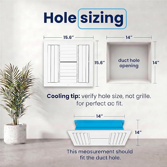 14x14 Aluminum 4-Way Air Flow Vent Cover Wall Ceiling Register Multi-Shutter - Image 3
