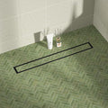 Linear Shower Drain 24", Matte Black Floor Drain with Tiled Insert Grate & Hair Strainer, 304 Stainless Steel Bathroom 2-in-1 Tiled in Drain, CUPC Certified (Matte Black, 24'')