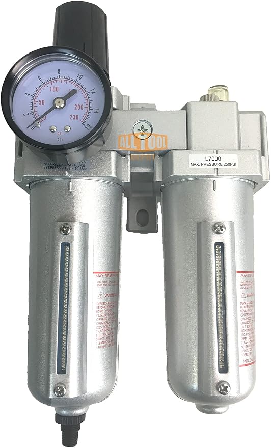 1/2" NPT HEAVY DUTY Compressed Air In Line Filter Regulator Lubricator Oiler by AllToolDepot