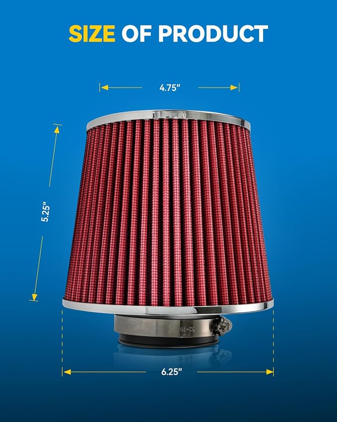 PHILTOP Universal Clamp-On Air Intake Filter, Replacement Air Filter: High Flow - Image 4