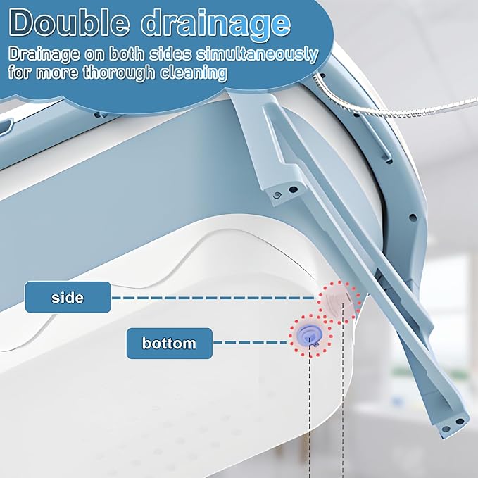Portable Bathtub Portable Tub for Adults, 56" Foldable Bathtub for Adults Free Standing Tub for Shower, Ice Bath, Sitz Bath, Freestanding Bathtubs with Neck Pillow Blue