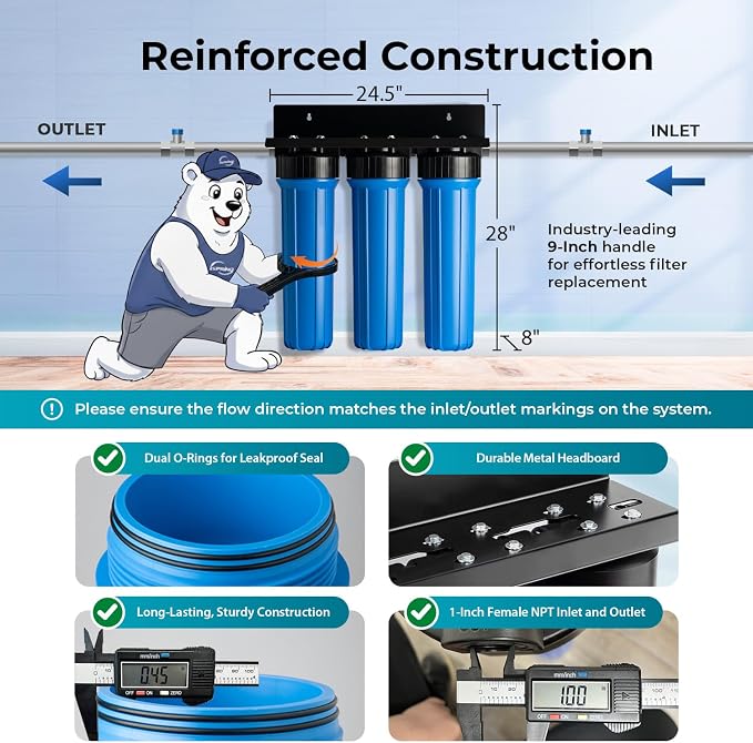 iSpring Whole House Water Filter System, and Odor, 3-Stage Iron Filter Whole - Image 4