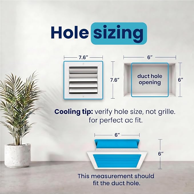 6x6 Aluminum 2-Way Air Vent Register HVAC Duct Cover Wall Ceiling Quiet - Image 3