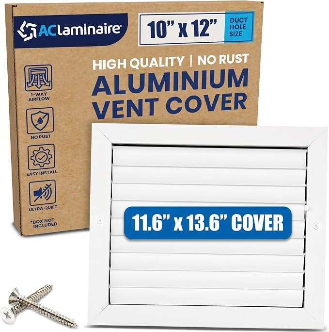 10x12 Aluminum HVAC Wall Register Air Vent Cover Ceiling 1-Way Airflow by ACLAMINAIRE