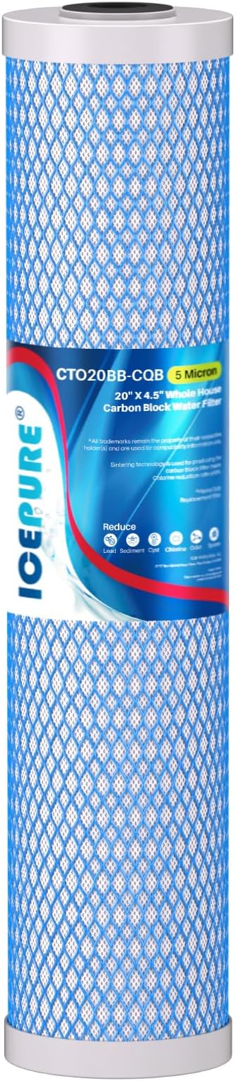 ICEPURE 5 Micron 20" x 4.5" Whole House Upgraded Activated Carbon Water Filter by ICEPURE