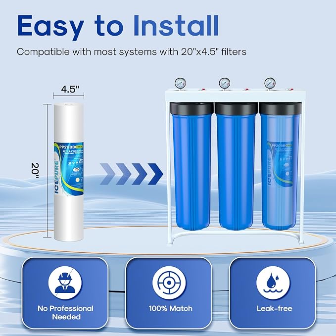 ICEPURE 20 Micron 20" x 4.5" Whole House Sediment Home Water Filter Replacement - Image 7