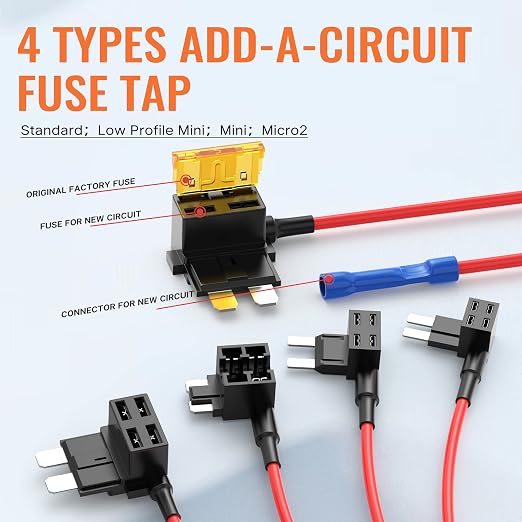 RVBOATPAT 16pcs 12V Fuse Taps Low Profile Mini Micro2 Fuse Holder Automotive - Image 2
