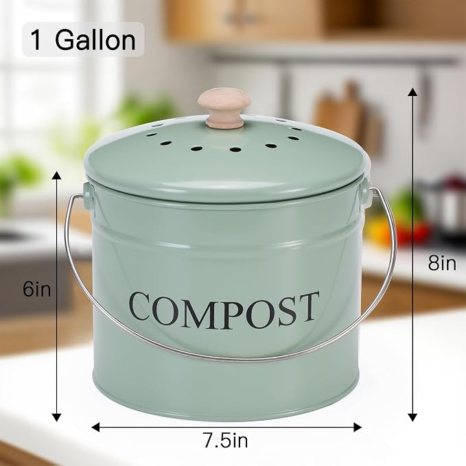 Compost Bin for Kitchen Counter, 1 Gallon Compost Bucket - Image 2