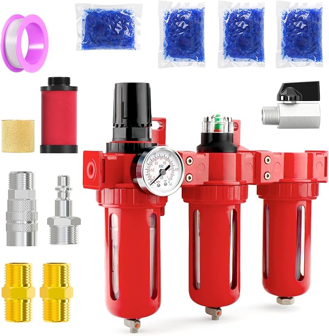 1/2" NPT 3 Stage Aluminium Air Drying System, Coalescing Filter, Particulate by MEANLINMEASURE
