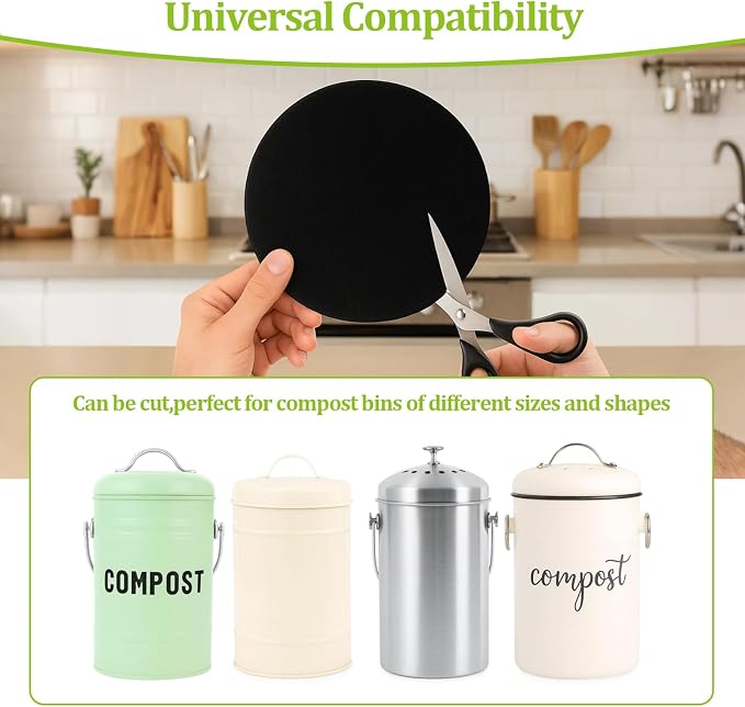 Charcoal Filters for Kitchen Compost Bin, 4 Pack Compost Filters for Countertop - Image 6