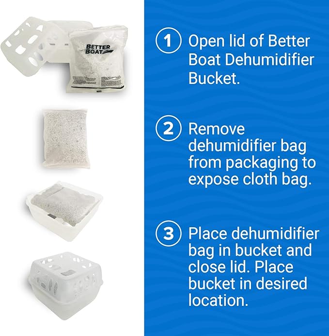 Refillable Moisture Absorber Bucket with Dehumidifier Refill Pack Moisture Absorbers for Closet Storage, Controls Water, Humidity, Odors, and for Basement, Home, Boat, Room, RV, and Car Use