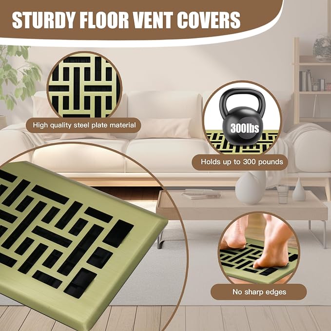 Air Floor Vent Adjustable Register 4x12 Inch Floor Register Vents - Image 3