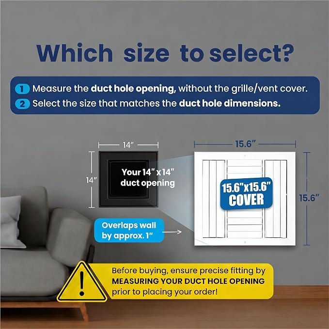 14x14 Aluminum 4-Way Air Flow Vent Cover Wall Ceiling Register Multi-Shutter - Image 2
