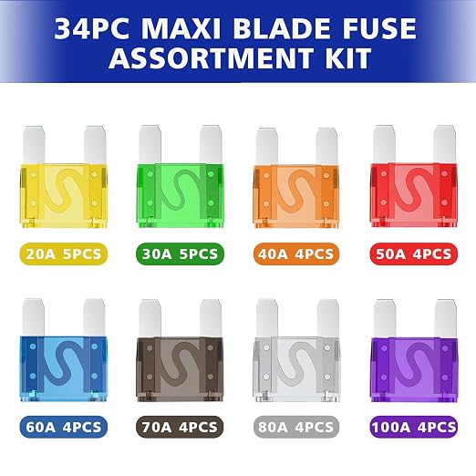 Maxi Blade Fuse Assortment Car Fuse 20A 30A 40A 50A 60A 70A 80A 100A Maxi Auto - Image 2