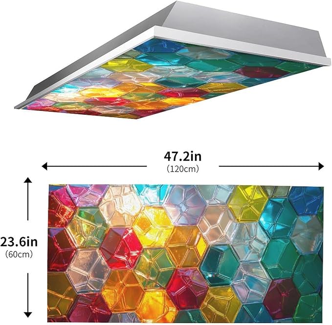 2 Pack Fluorescent Light Covers 4 X 2 Feet Colorful Geometry Magnetic Light - Image 3