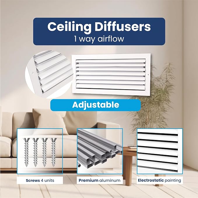 22x8 Inch Aluminum 1-Way Air Flow Vent – HVAC Vent Cover - Image 4
