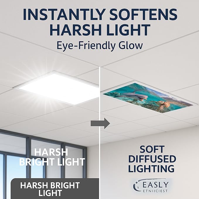 2 Pack Fluorescent Light Covers 4x2 ft Magnetic Light Covers - Image 2