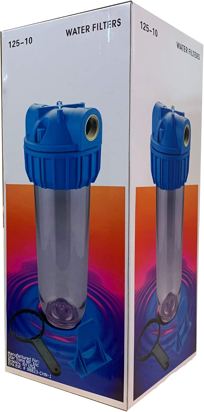 10 inch Transparent Standard Water Filter Housing, Presser Relief Button - Image 9